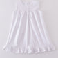 Premium white floral embroidery ruffle dress