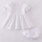 Premium white floral embroidery bloomer set