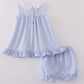 Premium Blue sailboat embroidery bloomer set