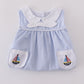 Premium Blue sailboat embroidery bloomer set