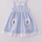 Premium Blue sailboat embroidery dress