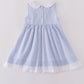 Premium Blue sailboat embroidery dress