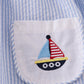 Premium Blue sailboat embroidery dress