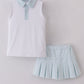 Blue active gingham skorts set