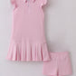 Pink active ruffle dress set