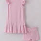 Pink active ruffle dress set