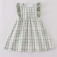 Premium sage ruffle plaid dress