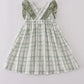 Premium sage ruffle plaid dress