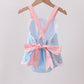 Blue ribbon ruffle bow bubble