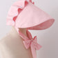 Pink ruffle bow bonnet