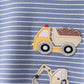 Blue stripe truck embroidery shorts set