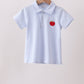 Blue stripe apple embroidery shirt