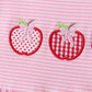 Pink apple embroidery stripe dress
