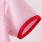 Pink apple embroidery stripe dress