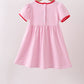 Pink apple embroidery stripe dress