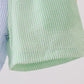 Pink stripe seersucker flamingo embroidery ruffle bubble