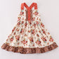 Platinum rust floral print  apron ruffle dress