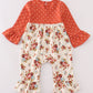 Platinum rust floral dot pocket girl romper