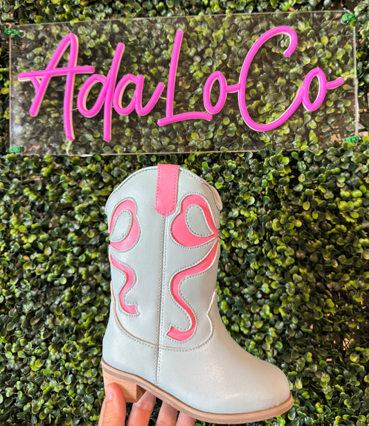 Bubble gum and baby blue boot
