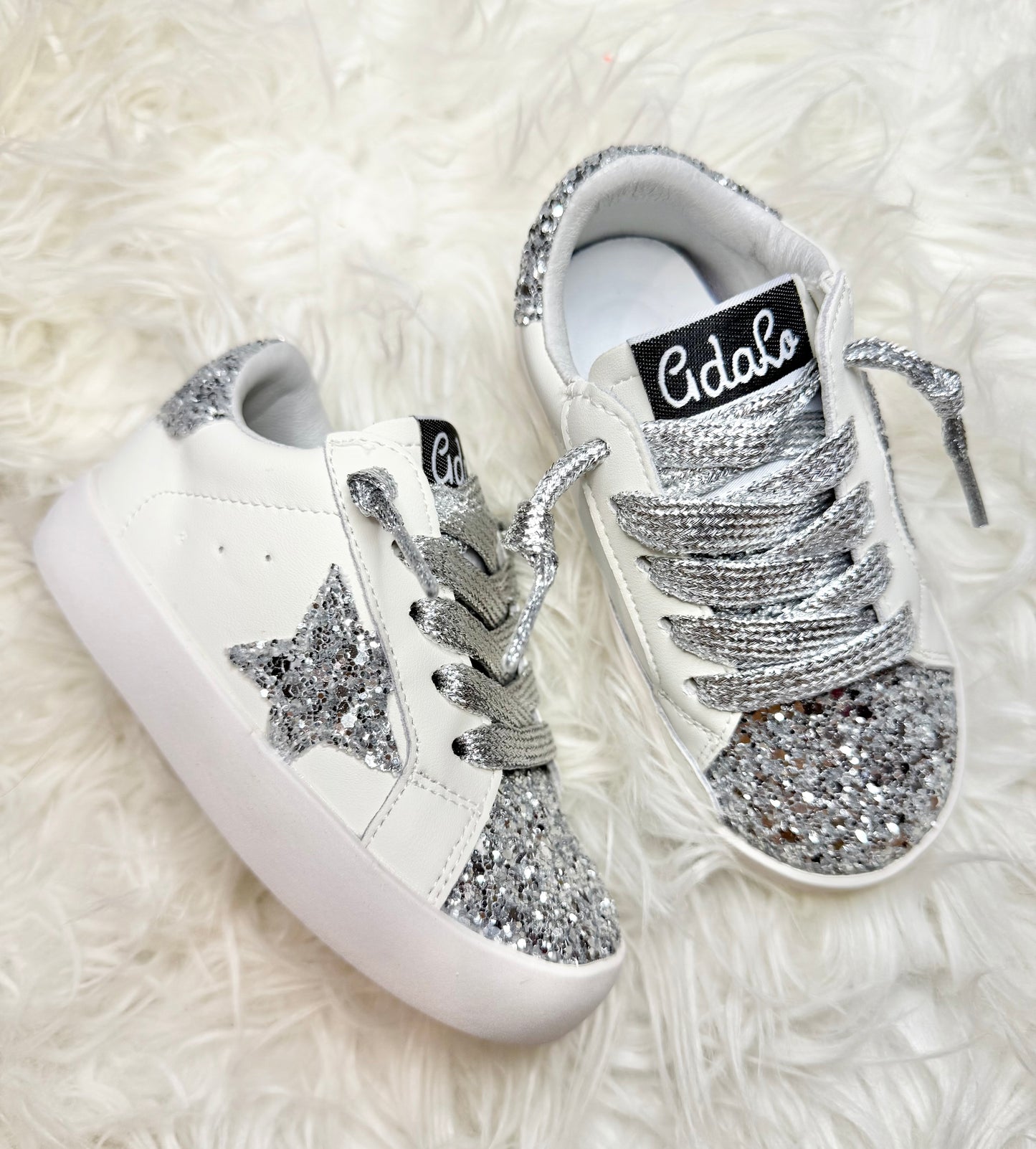Silver sparkle kids sneaker