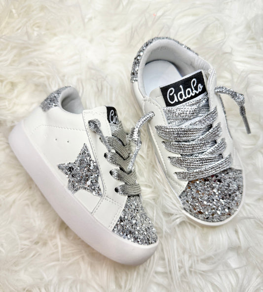 Silver sparkle kids sneaker
