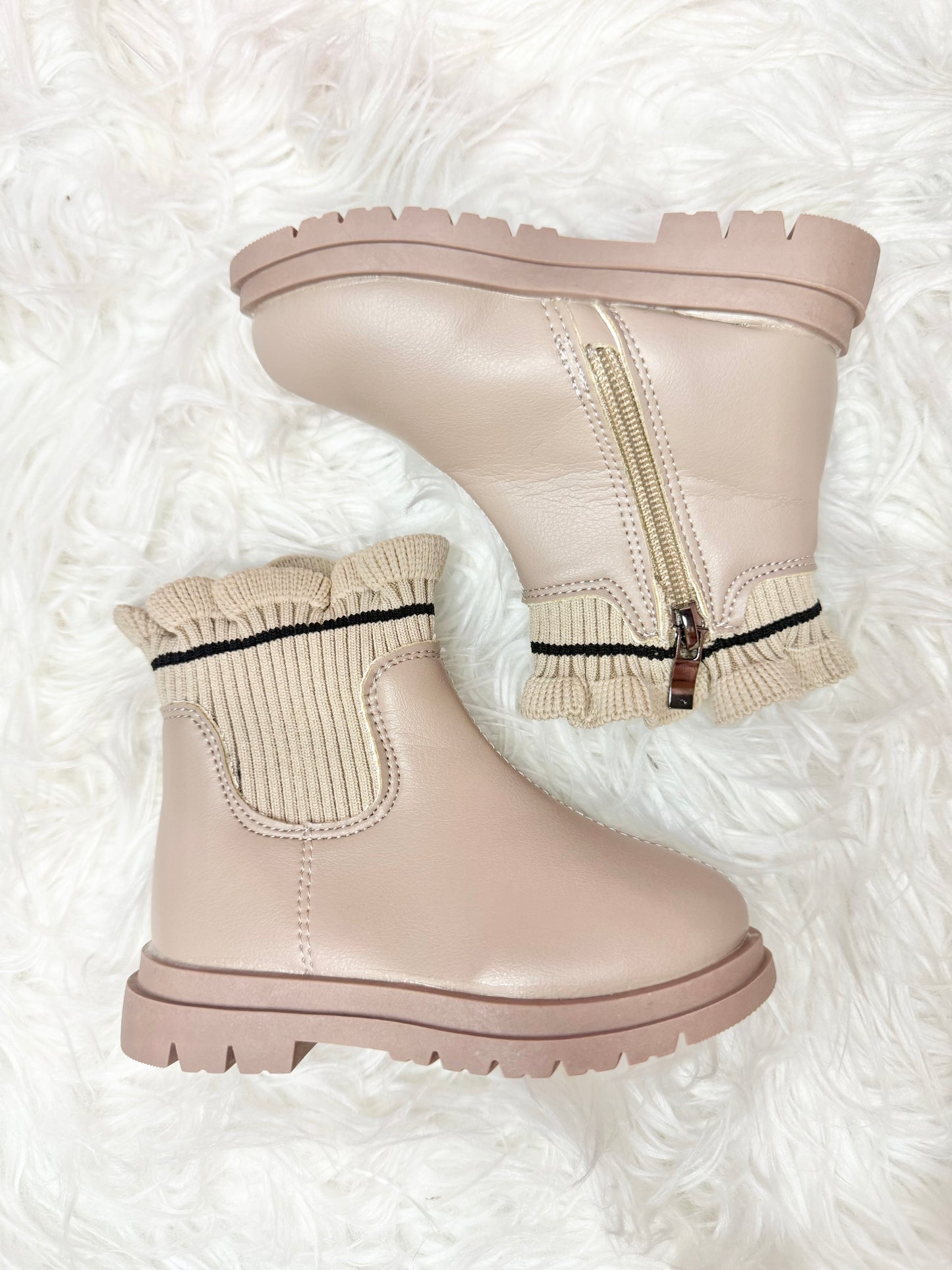 Ruffle Boot With Side Zipper