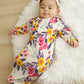 Floral print hairband baby gown