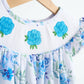 Blue rose hand smocked print dress