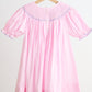 Pink alpaca hand smocked gingham dress