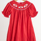 Red candy hand smocked dress