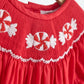 Red candy hand smocked dress