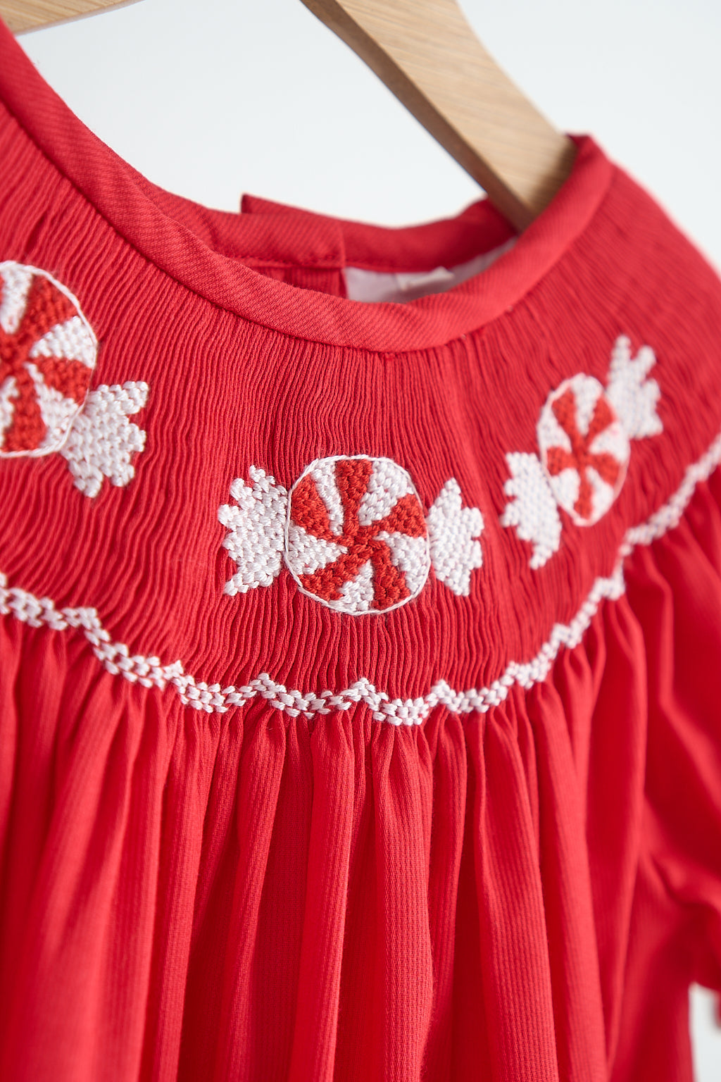 Red candy hand smocked dress