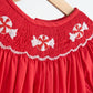 Red candy hand smocked girl romper