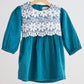 Teal velvet lace girl dress