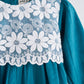 Teal velvet lace girl dress