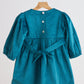 Teal velvet lace girl dress