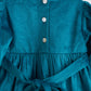 Teal velvet lace girl dress