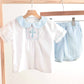 Blue easter cross hand-smocked boy set