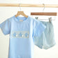 Blue easter bunny hand-smocked boy set