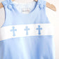 Blue easter cross hand-smokced boy bubble