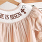 Khaki he is risen hand-smocked girl bloomer set