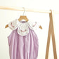 Lavender floral bow embroidery swiss dot girl bubble