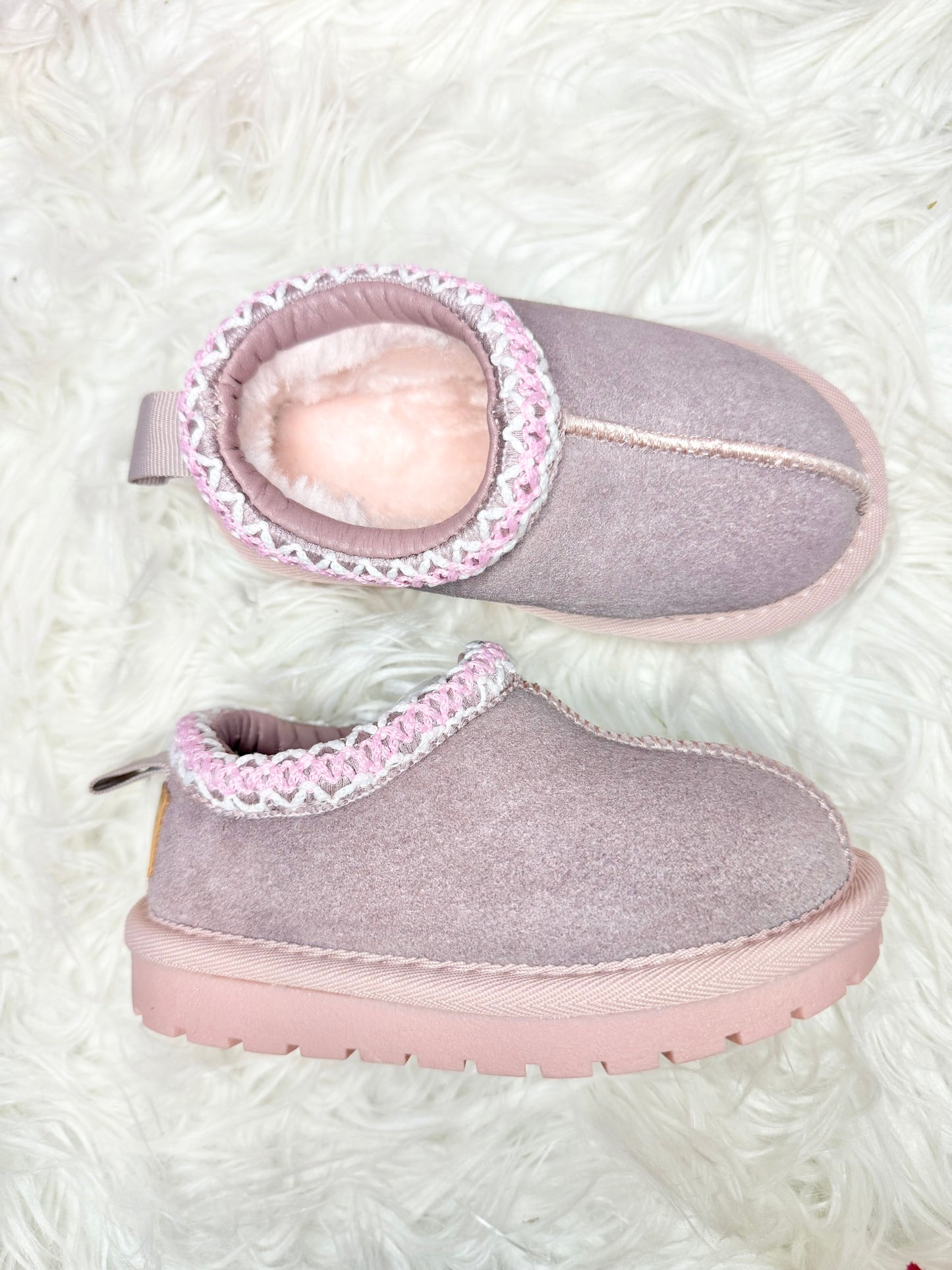 Cozy Knit Trim Slip-On Booties