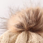 Beige pompom  cable beanie