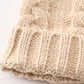 Beige pompom  cable beanie