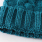 Teal pompom cable beanie