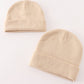 Beige ribbed basic knit beanie