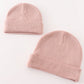 Pink ribbed basic knit beanie