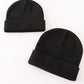 Black ribbed basic knit beanie