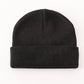 Black ribbed basic knit beanie